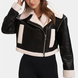 Lord & Taylor Black and White Shearling Jacket